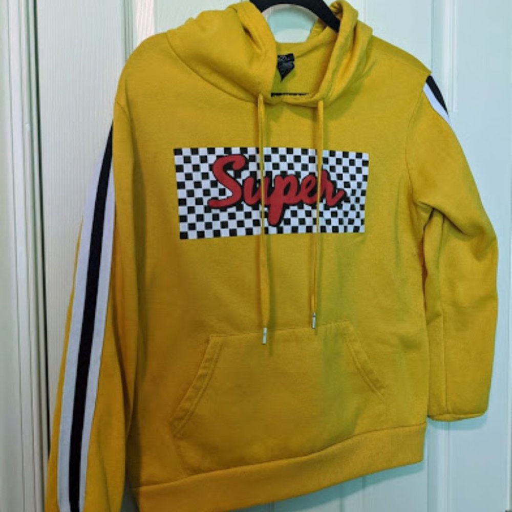 Super Yellow Crop Hoodie Size Large